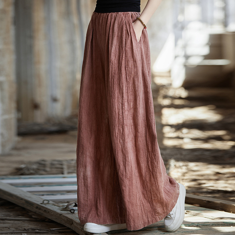 Ramie Hand-Dyed Loose-Fit Wide-Leg Pant