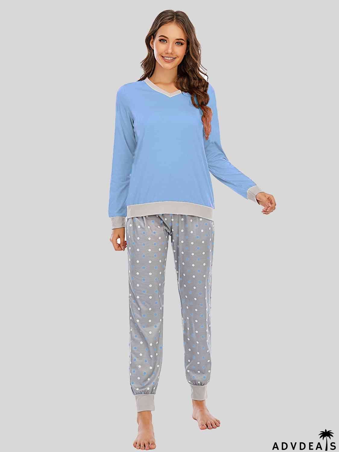 Long Sleeve Top and Polka Dot Pants Set