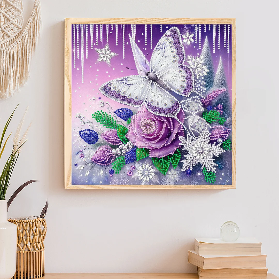 Flowers Butterfly - Diamond Painting - Partial Special Shaped Drill(Canvas|30*30cm)