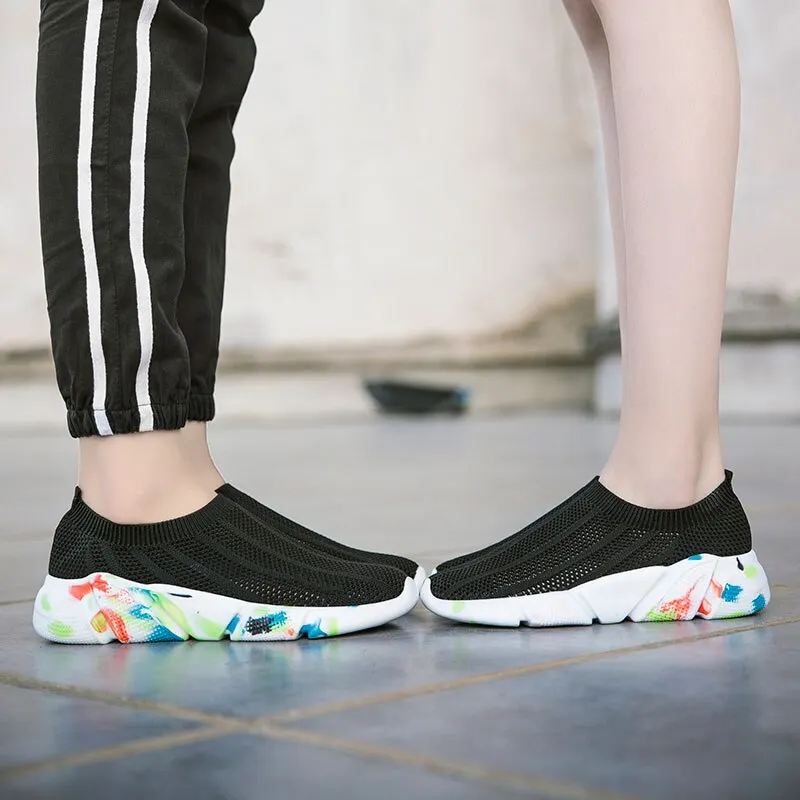 MWY Women Casual Shoes Breathable Knit Mesh Socks Sneakers Unisex Zapatilla Mujer Outdoor Walking Shoes Women Trainers Plus Size