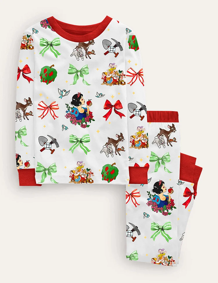 Kid's Snow White Coquette Bow Movie Cute Pajama Set
