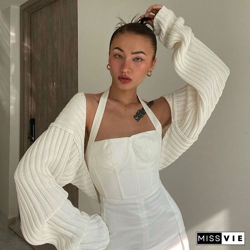 Knitted Cardigans Women Long Sleeve Crop Top Autumn Fashion Casual Sweater Sexy Streetwear Outerwear Female Sweater