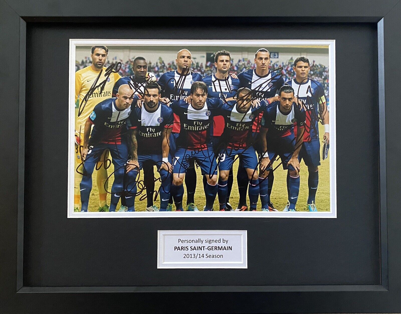 PSG Genuine Hand Signed Team Photo Poster painting In 16x12 Frame Display, Ibra, Exact Proof