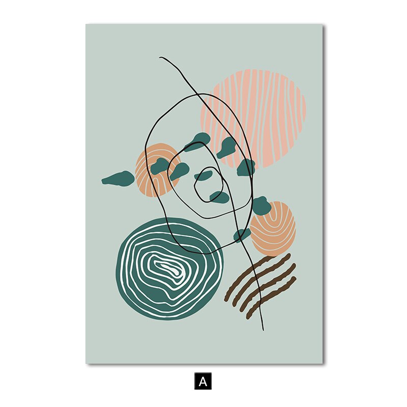 Geometric Line Abstract Leaves Wall Art Canvas Painting Nordic Posters and Prints Modern Pictures for Living Room Home Decor