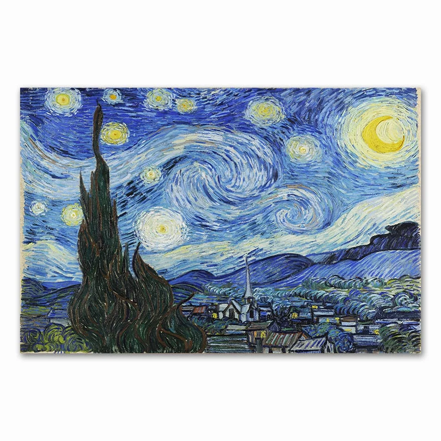 Starry Night by Vincent Van Gogh Famous Artist Art Print  Wall Picture Canvas Oil Painting Home Wall Decor