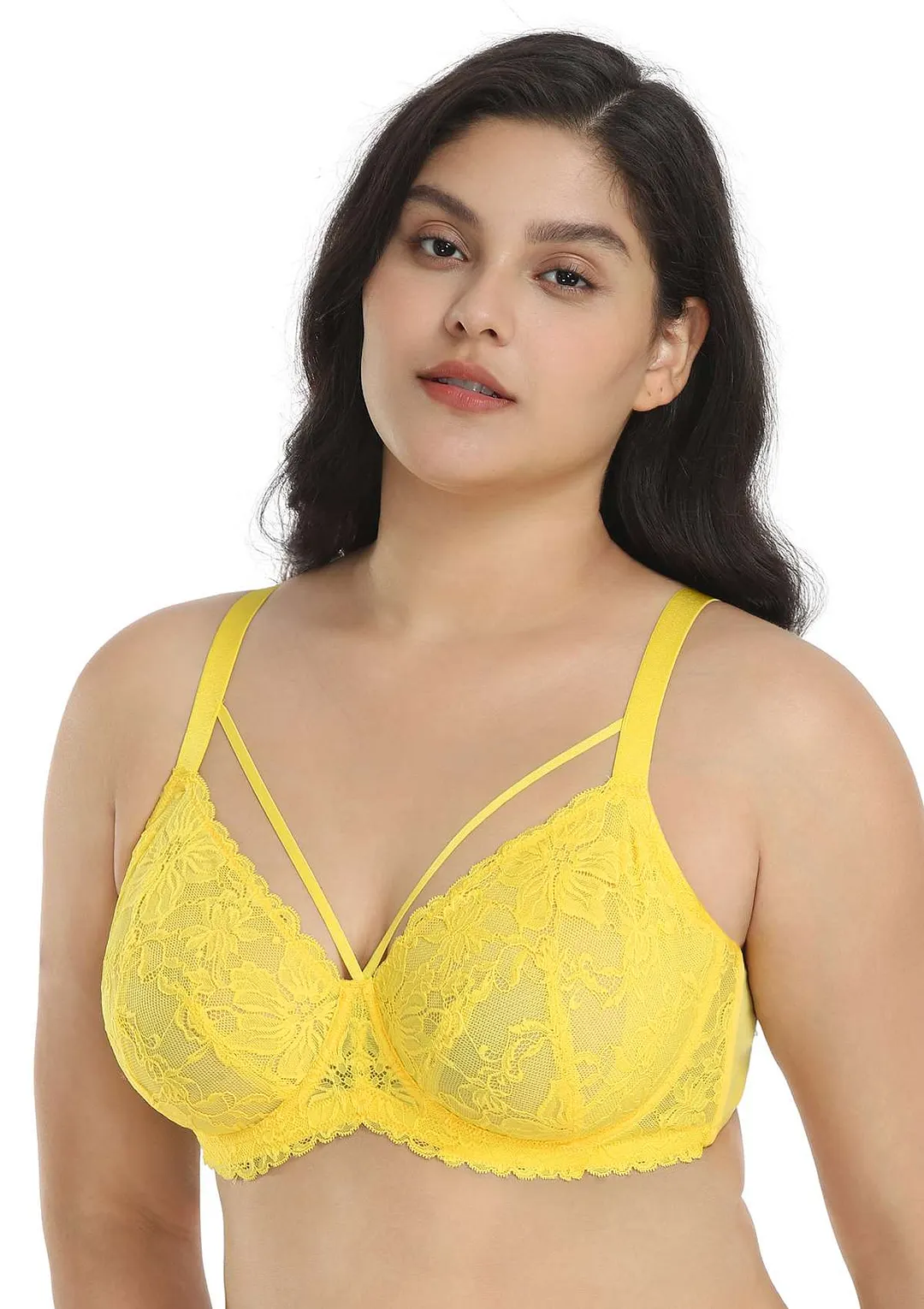 Pretty In Petals Black Unlined Strappy Lace Bra
