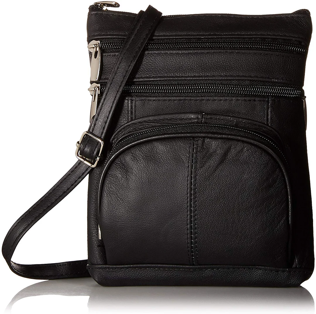 Leathers Genuine Leather Multi-Pocket Crossbody Purse Bag