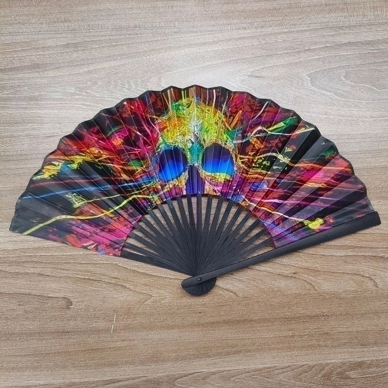 Halloween Chinoiserie Leopard Skull Bamboo Fan Fans & Heating