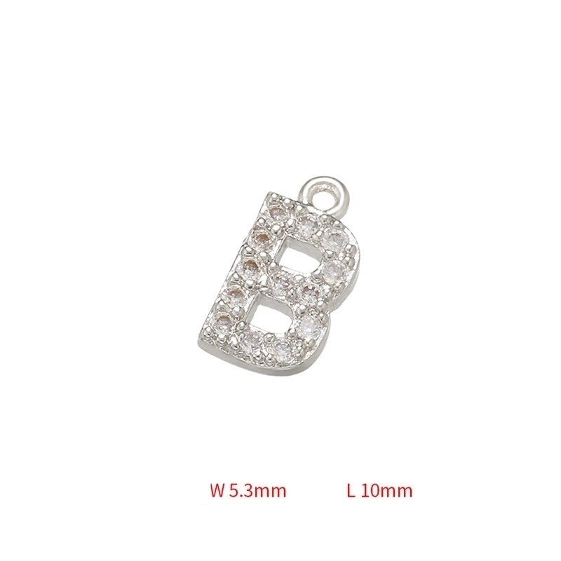 1 Piece 925 Sterling Silver Zircon 22K Gold Plated Rhodium Plated Letter Pendant Charms