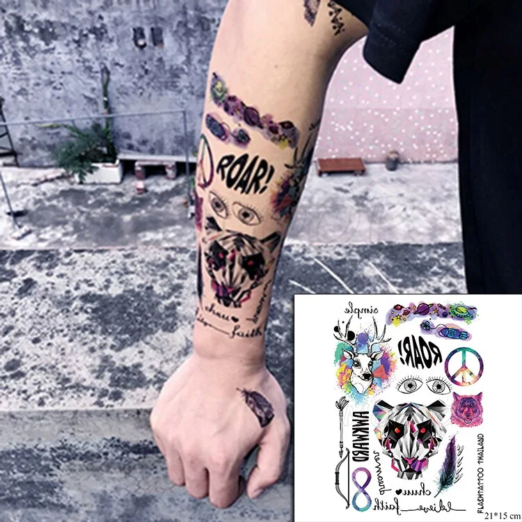 Waterproof Temporary Tattoo Sticker angry wolf mountain tatoo water transfer fake tatoo flash tatto Woman Man kid 14.8*21 cm