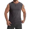  Men's Stylish Sleeveless Henley Tank Top for Summer Fitness and Casual Wear by Inlyline
