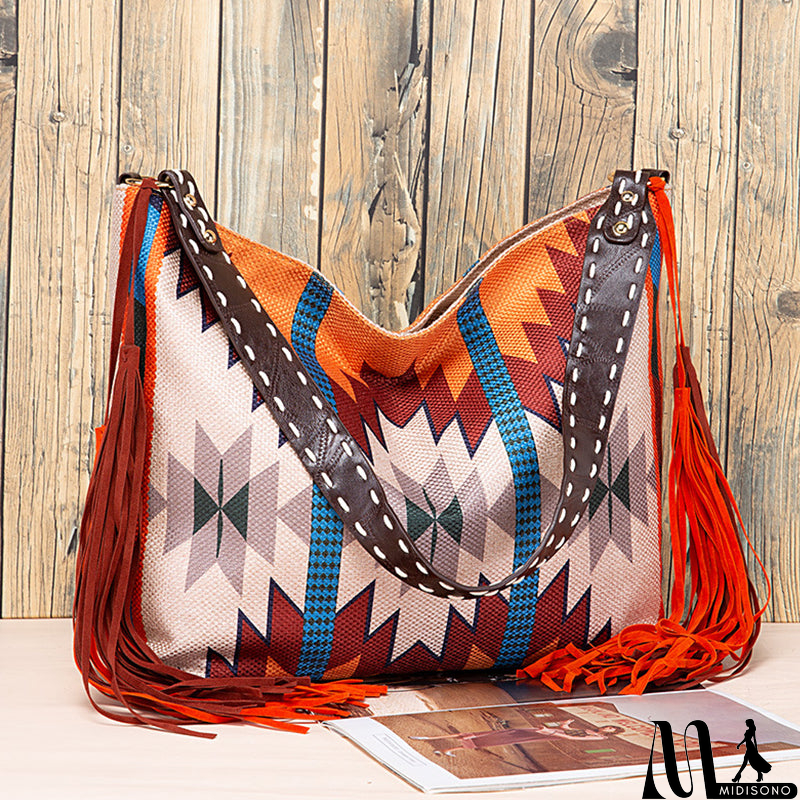 MidiSono - Casual College Color Block Tassel Bags