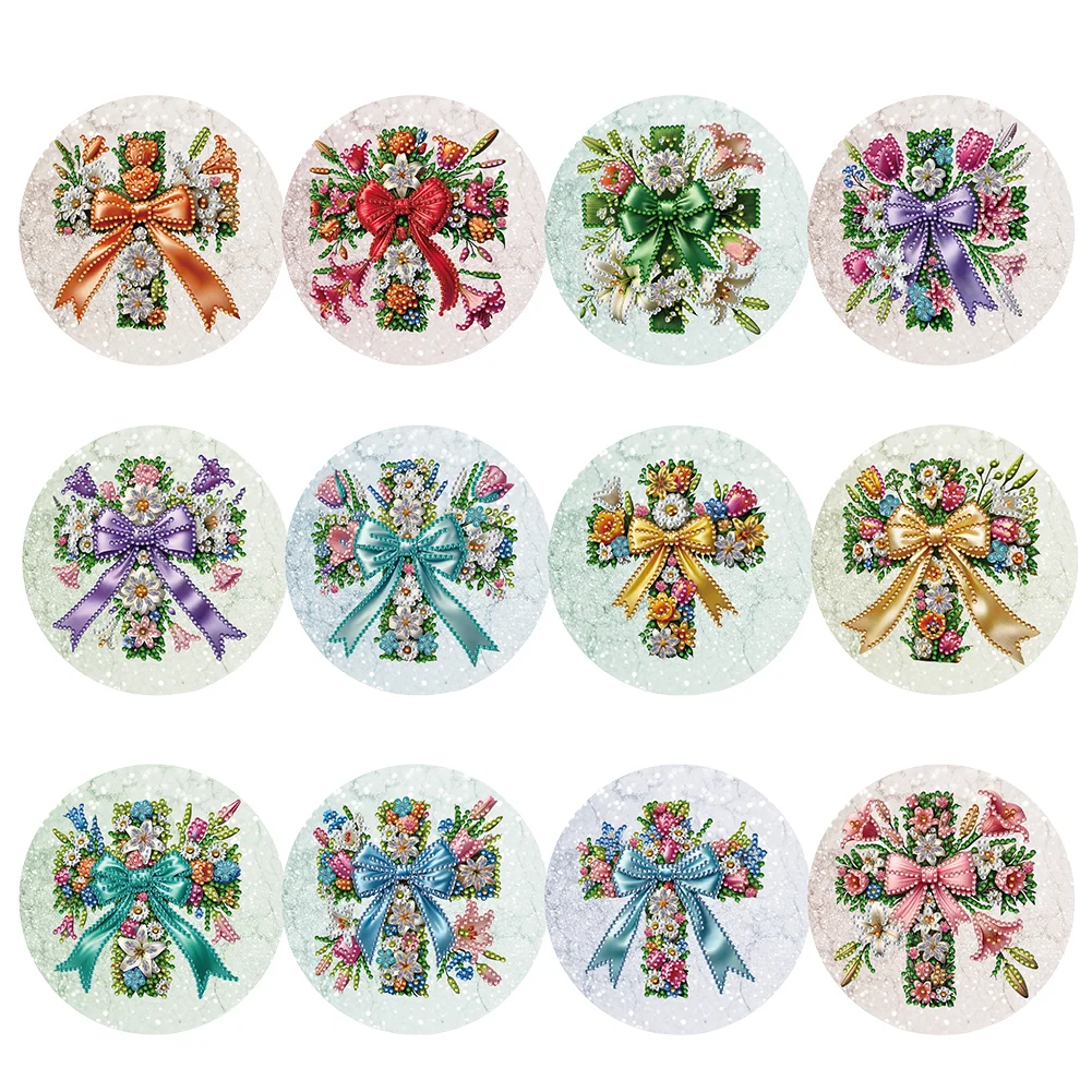 12pcs Flower Cross Diamond Painting Greeting Cards Diamond Art Cards for Adults
