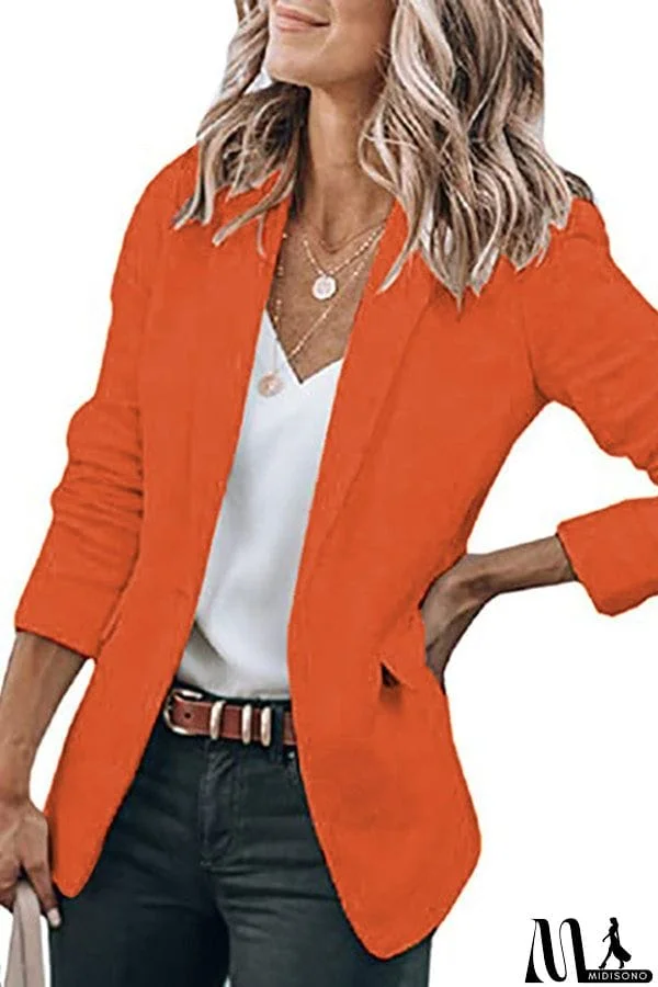 MidiSono - Casual Turndown Collar Coat