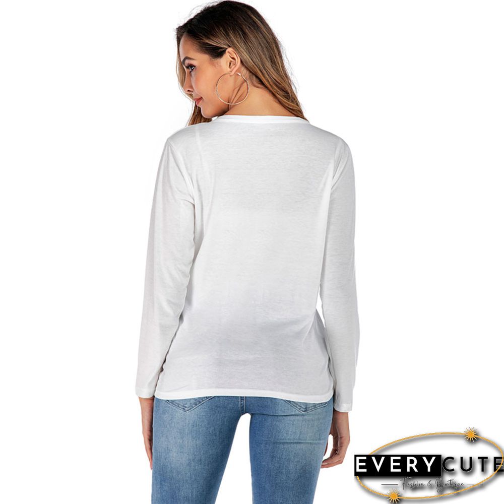 White V Neck Button Down Cardigan