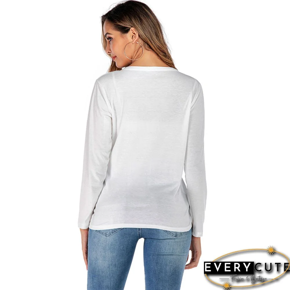 White V Neck Button Down Cardigan