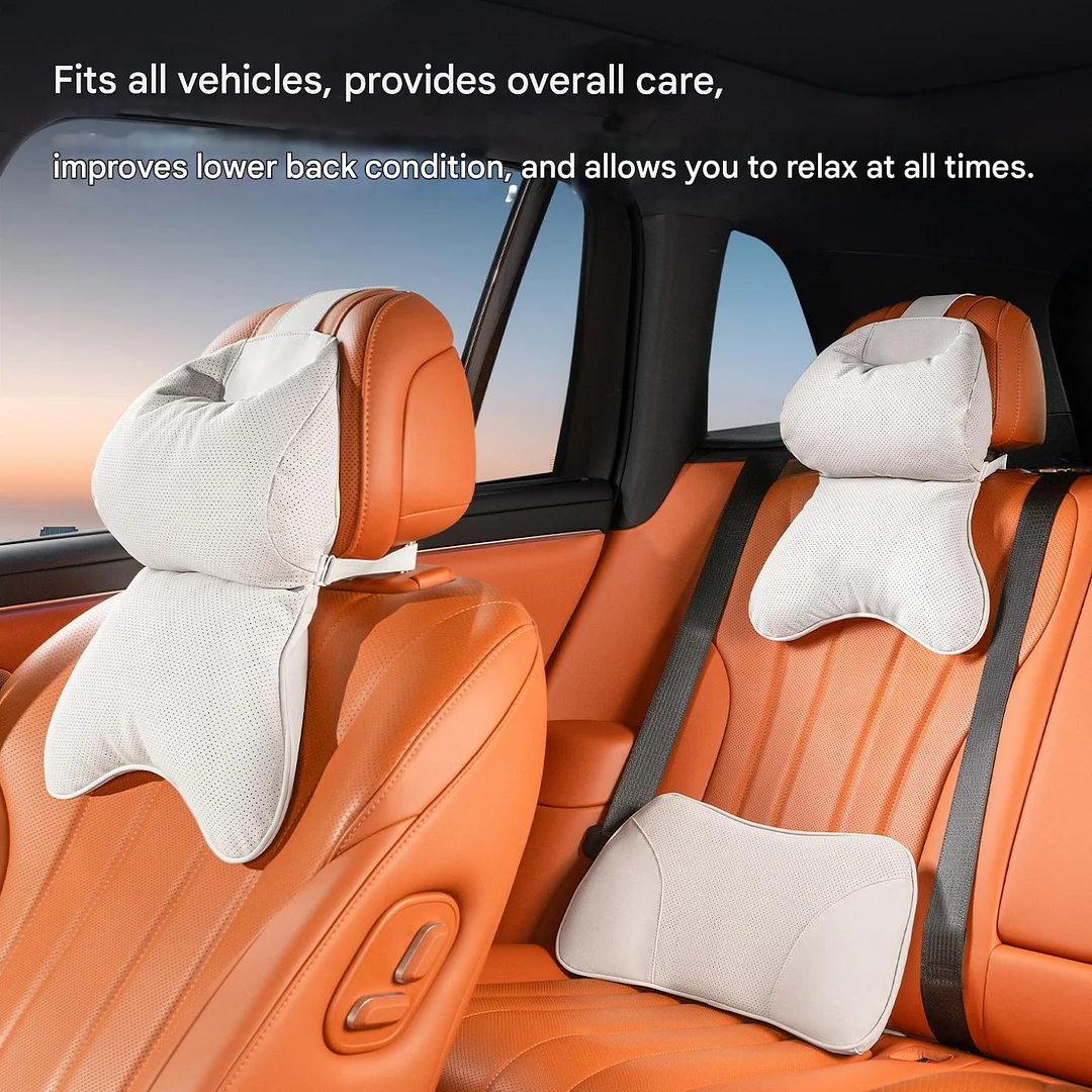 Car memory foam headrest and lumbar support cushion set