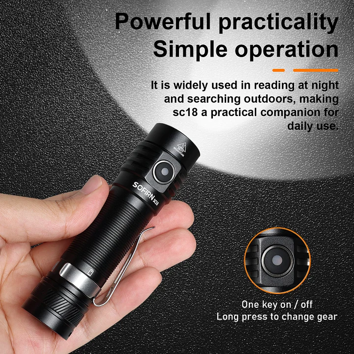 Sofirn SC18 Rechargeable EDC Flashlight, Max 1800 Lumens TIR Lens