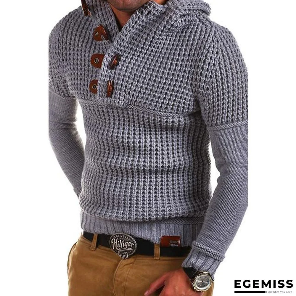 Men Casual Fit Slim Knitted Sweater V-Neck Buckle Thick Warm Pullover Half-Zipper Jumper Knitwear Outwear | EGEMISS