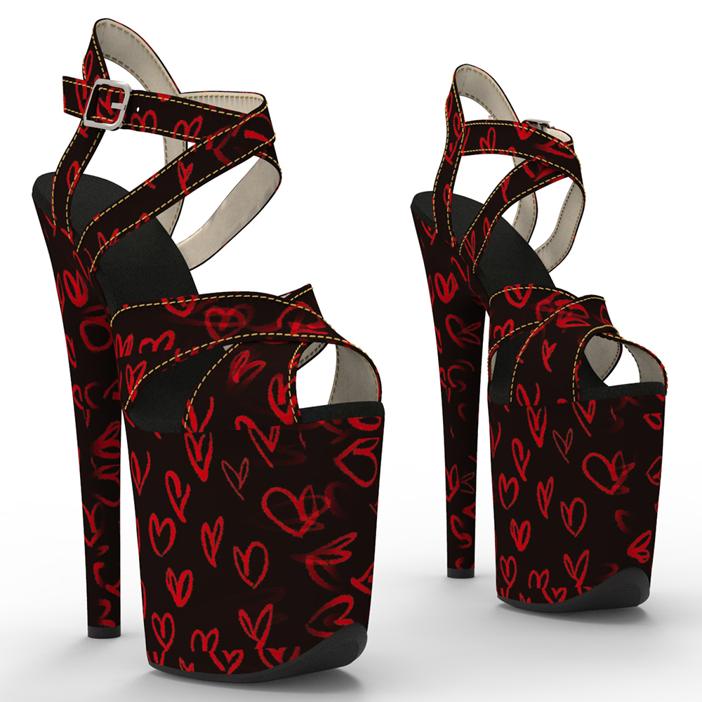 TAAFO 20cm/ 8inches Style Patent PU Platform High Heel Sandals Pole Dance Shoes