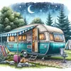 Camping en plein air-plein rond diamant peinture-30 * 30cm