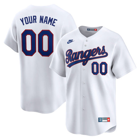 Youth Texas Rangers Nike White Cooperstown Collection Limited Custom Jersey
