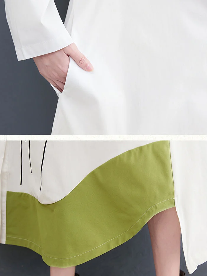 Fashion Colorblock Print Shirt Dress