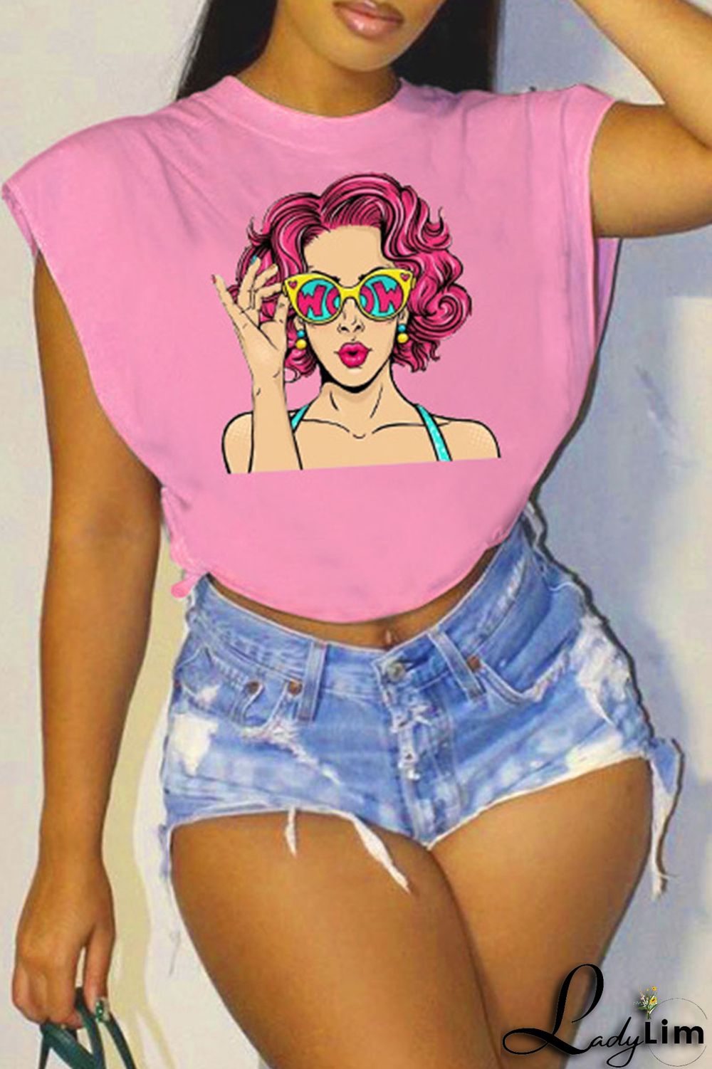 Rose Red Fashion Casual Print Patchwork O Neck T-Shirts