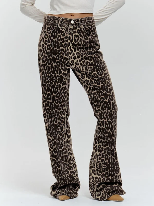 Street Style Cotton Leopard Print Low-waisted Pants