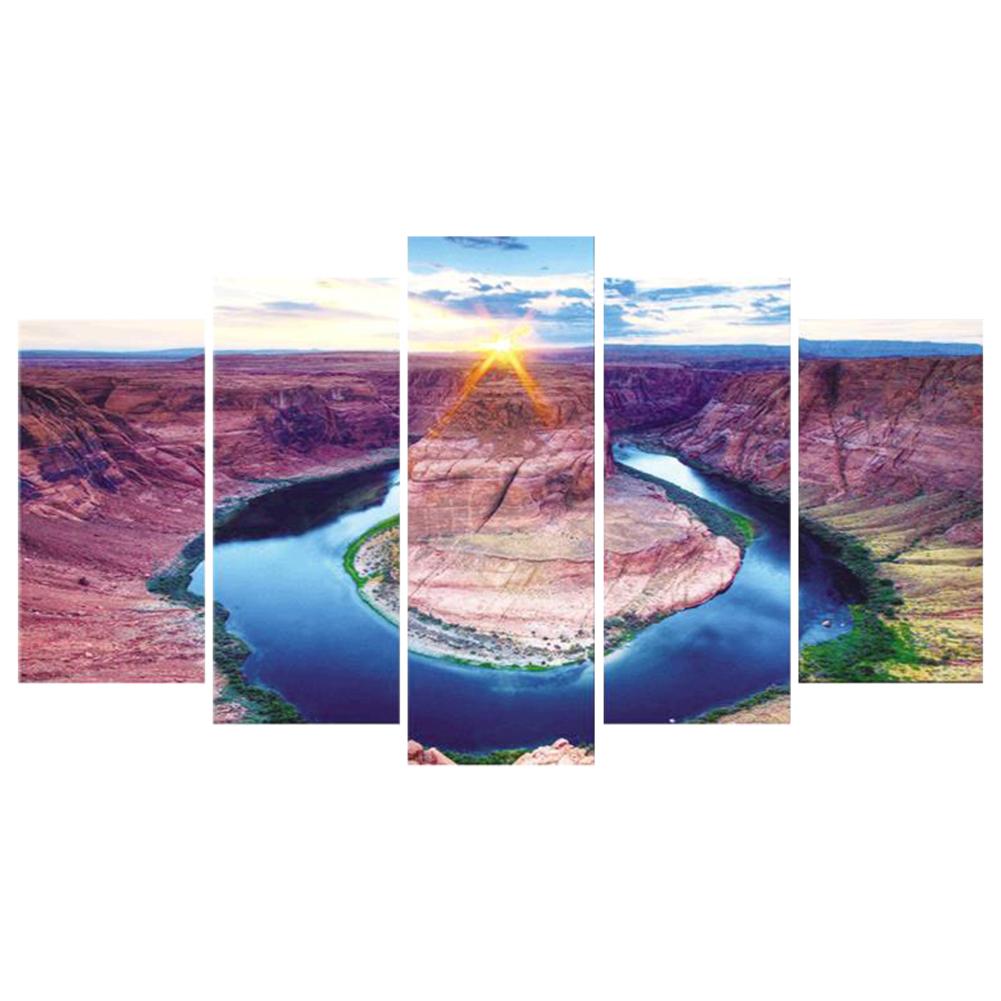 

95*45CM - Multi-picture Diamond Painting - 5pcs Ring Lake, 501 Original