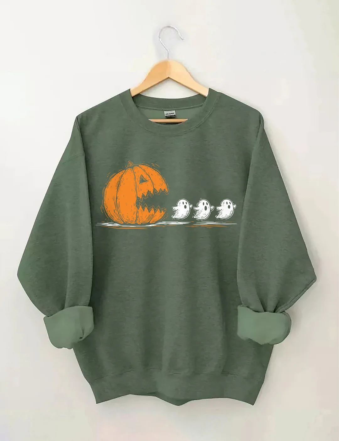 Trendy Halloween Pumpkin Chasing Ghost Sweatshirt