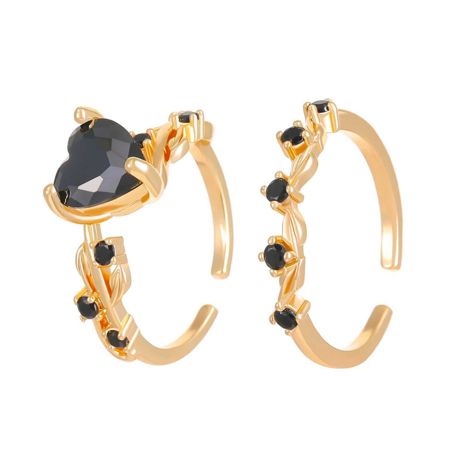 Copper and zirconia heart set ring