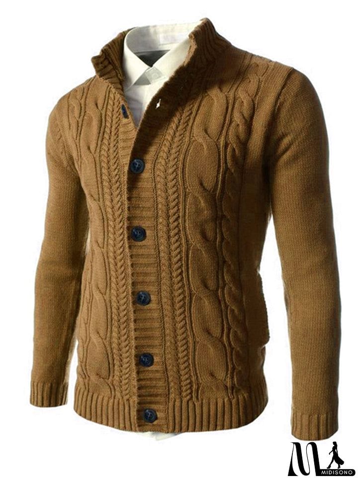 MidiSono - New Casual Buttons-Up Sweater For Men