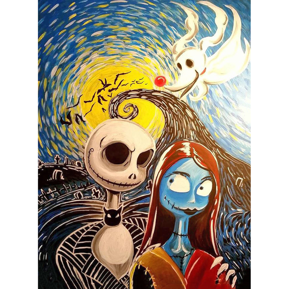 

30*40CM Round Drill Diamond Painting-Grimace Skull, 501 Original