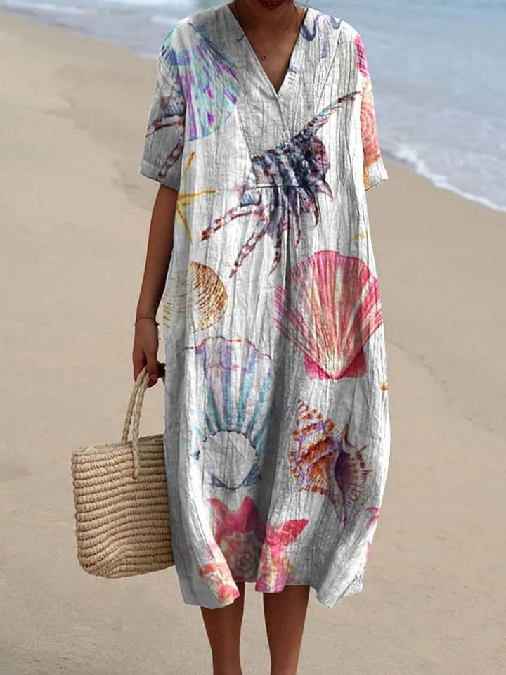 Women's  Seashells  Art Print  Casual Dress