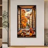 Diamond Painting - Full Round Drill - Window Autumn Scenery(Canvas|40*70cm)