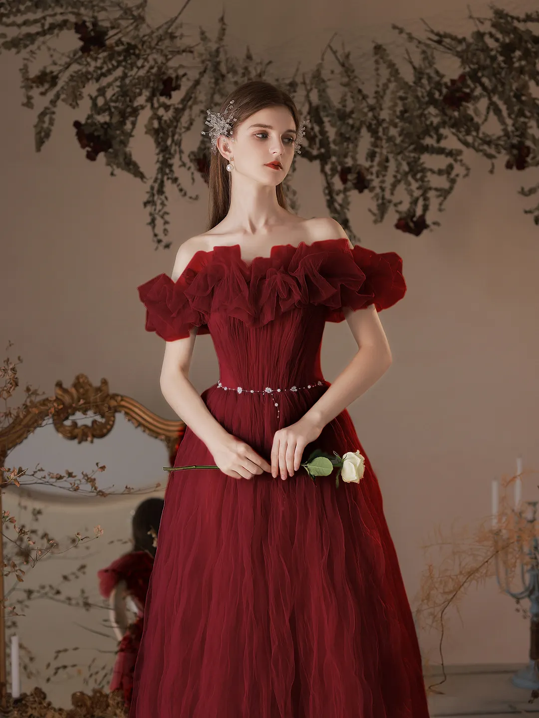 Brownm 2025 New Spring Fairy Temperament Engagement High-End Design Student Art Exam Host Banquet Evening Dress Dress Dress Woman