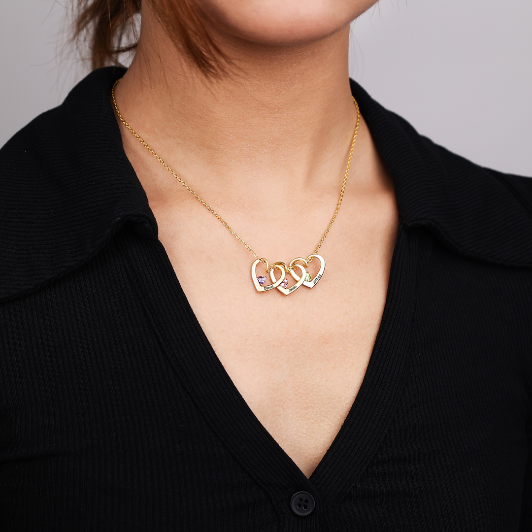 Personalised Heart Pendant Necklace Custom Name & Birthstone Necklace Gifts for Her-Jessemade AU