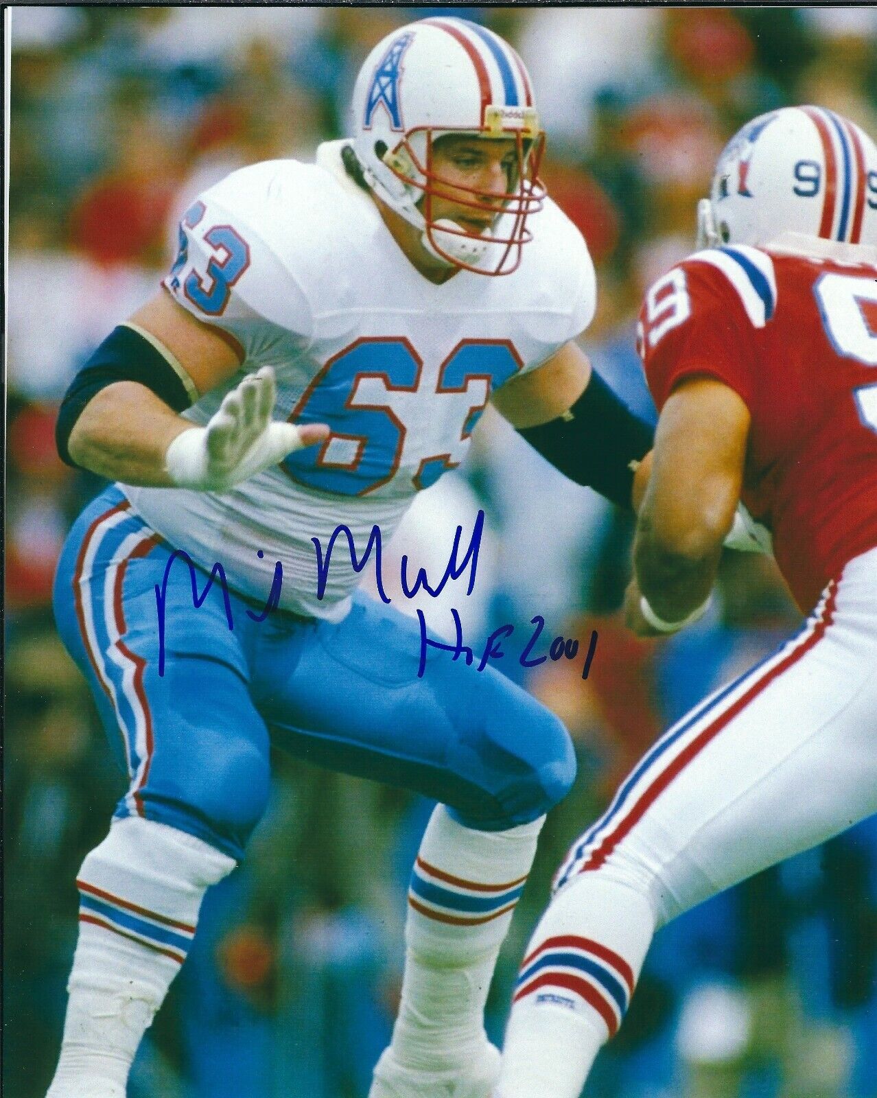 Autographed MIKE MUNCHAK HOF 2001 Houston Oilers 8x10 Photo Poster painting - w/COA