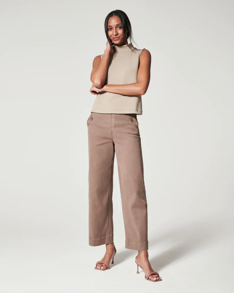 Last Day 50% Off Stretch Twill Cropped Wide Leg Pant