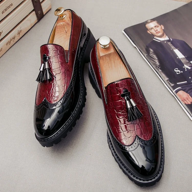 Mens Casual Classic Crocodile Texture Loafer