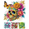 Blumen Schmetterlinge Schädel - speziell geformtes Diamantgemälde - 30*30cm
