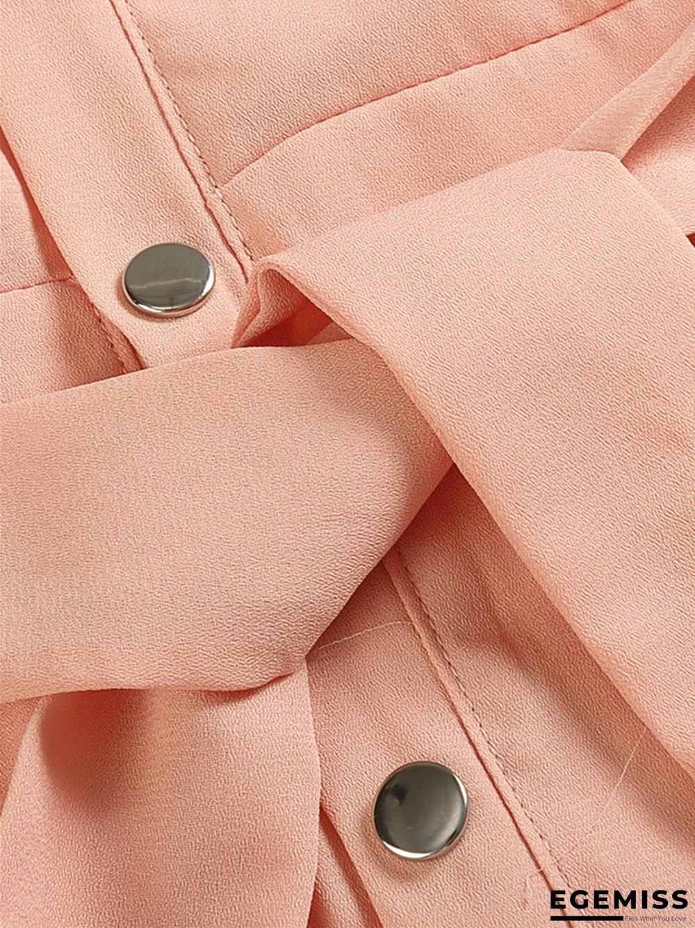 Long Sleeve Button Lace Solid Color Dress | EGEMISS