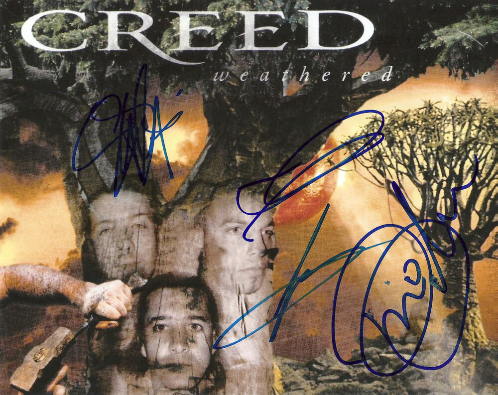 CREED 'MY OWN PRISON' GROUP *STAPP *TREMONTI SIGNED 8X10 PICTURE 2 *PROOF