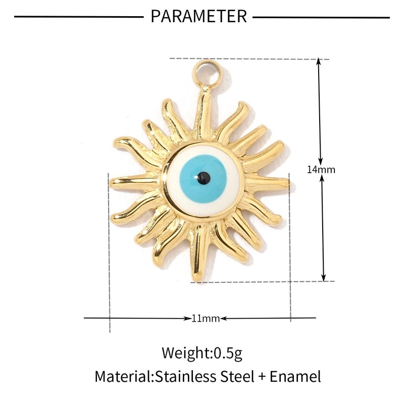 A Pack Of 3 201 Stainless Steel 18K Gold Plated Sun Star Polished Pendant