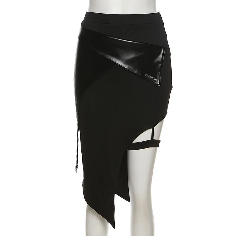 Ueong Ueong Spring And Summer Women's New Fashion Splicing Fashion High Waist Slim Solid Color Irregular Skirt Woman