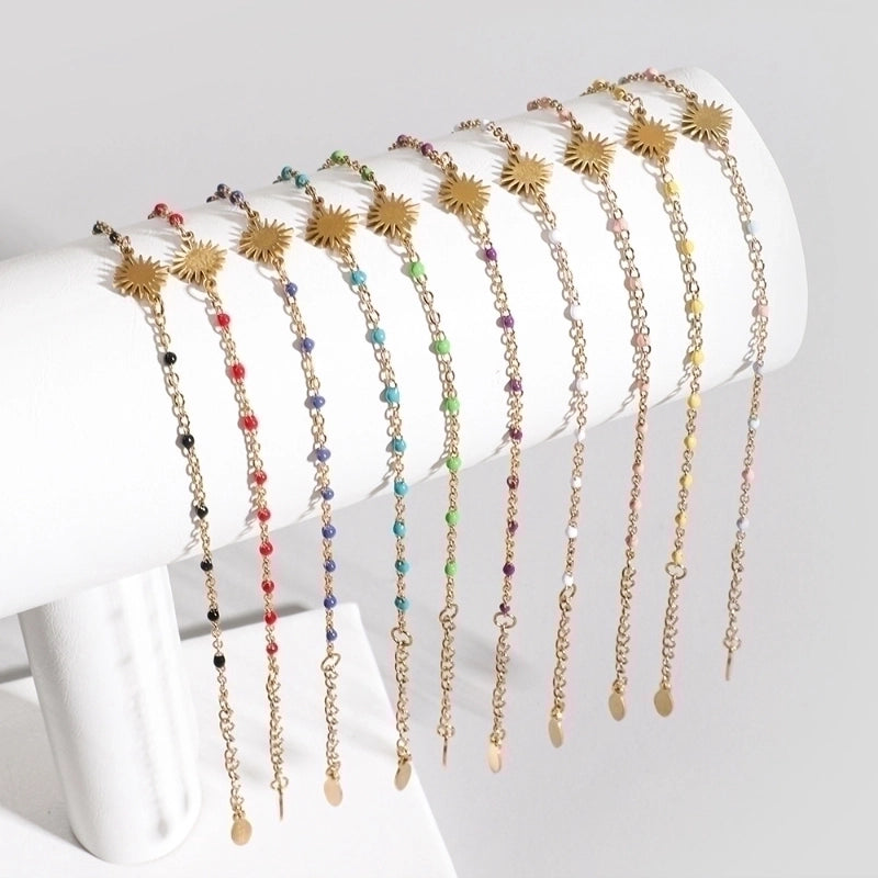 Minimalist Sun Stainless Steel Enamel Plating Bracelets 1 Piece