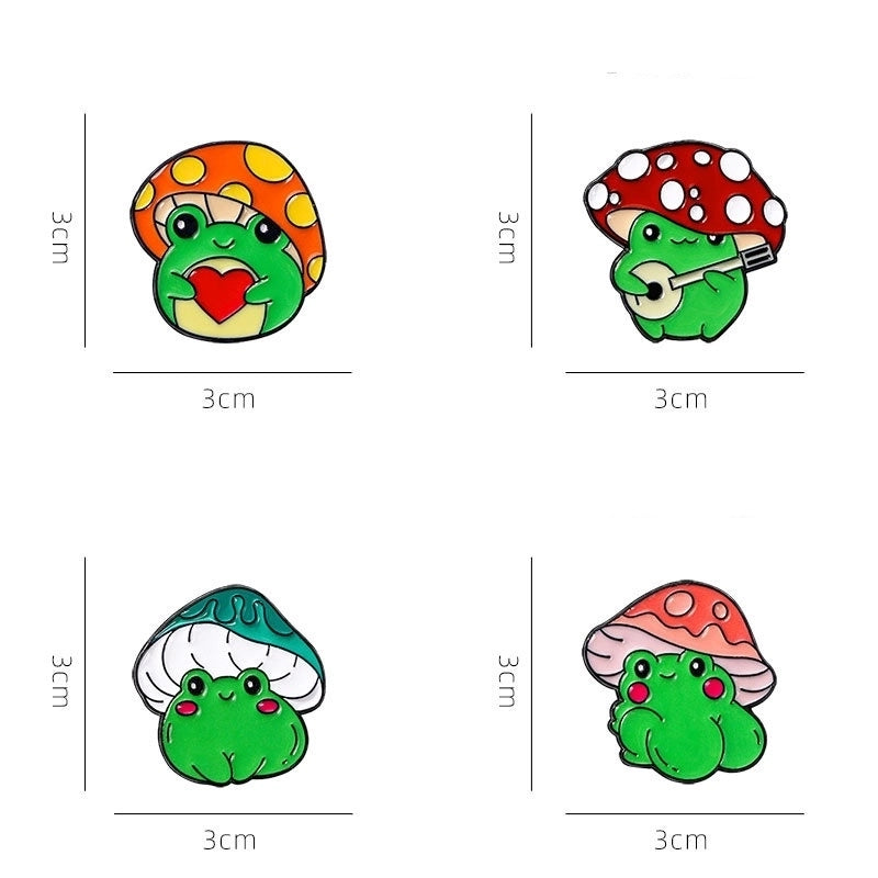 Minimalist Pin Mushroom Frog Alloy Enamel Unisex Brooches