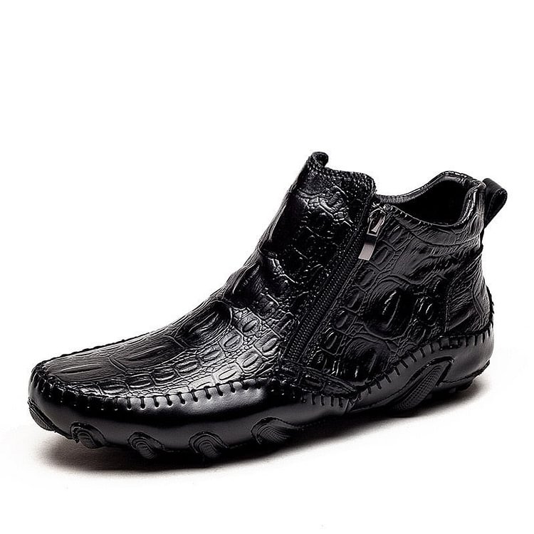 Italian Genuine Leather Men Boots Business Winter / Spring Zipper / Lace-up British High Boot Mens Cowhide Crocodile Boots
