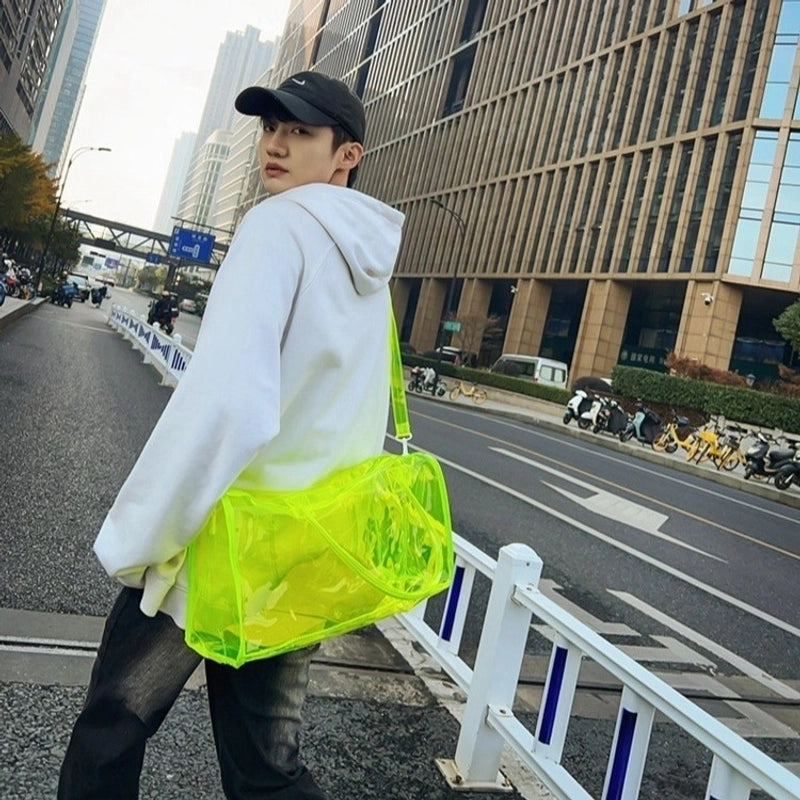 Unisex PVC Solid Color Basic Square Zipper Travel Bag